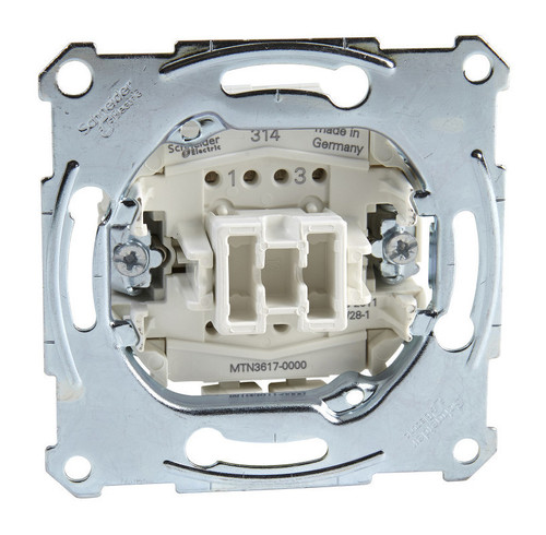 Механизм переключателя 1-клавишного перекрестного 16А Schneider Electric Коллекции Merten, скрытый монтаж