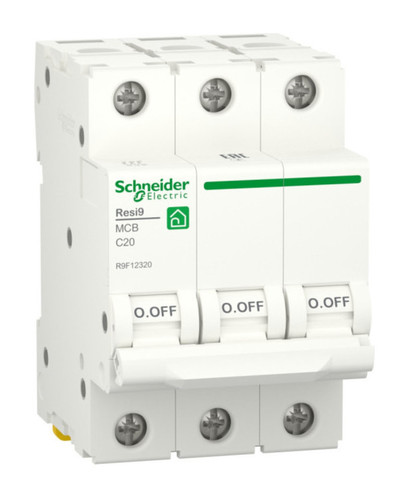 Автоматический выключатель Schneider Electric Resi9 3P 20А (C) 6кА, R9F12320