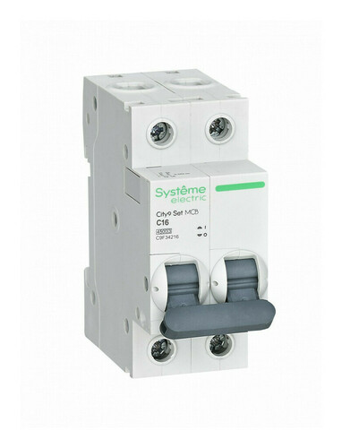 Автоматический выключатель Systeme Electric City9 Set 2P 16А (C) 4.5кА, C9F34216