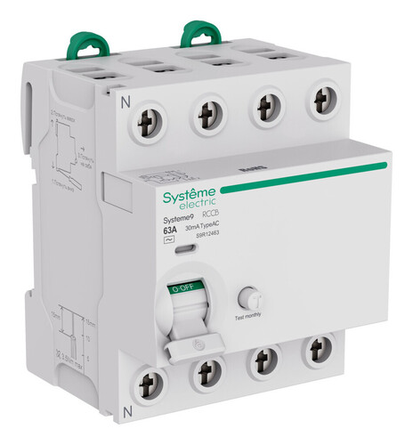 Systeme Electric Systeme9 Выключатель дифференциального тока (ВДТ) 63A 4P 30мА Тип-AC 400В