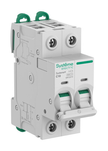 Автоматический выключатель Systeme9, 2полюса, 10А, C, 6кA